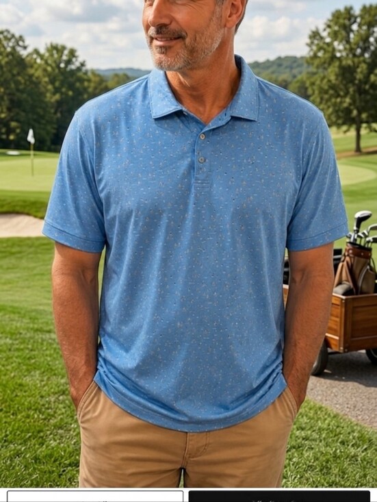 Peter Millar Other - Peter Millar Light Blue Short-Sleeve Polo with Micro Pattern